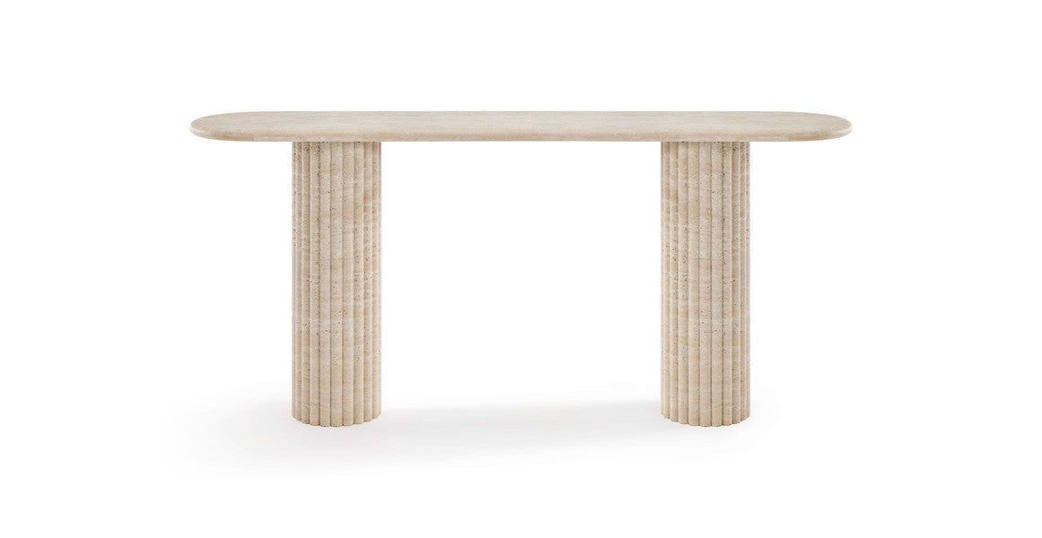 Colonna Fluted Long Travertine Console Table