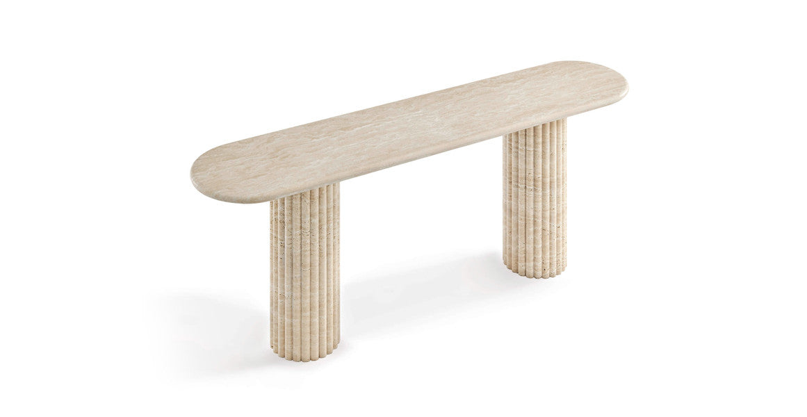 Colonna Fluted Long Travertine Console Table