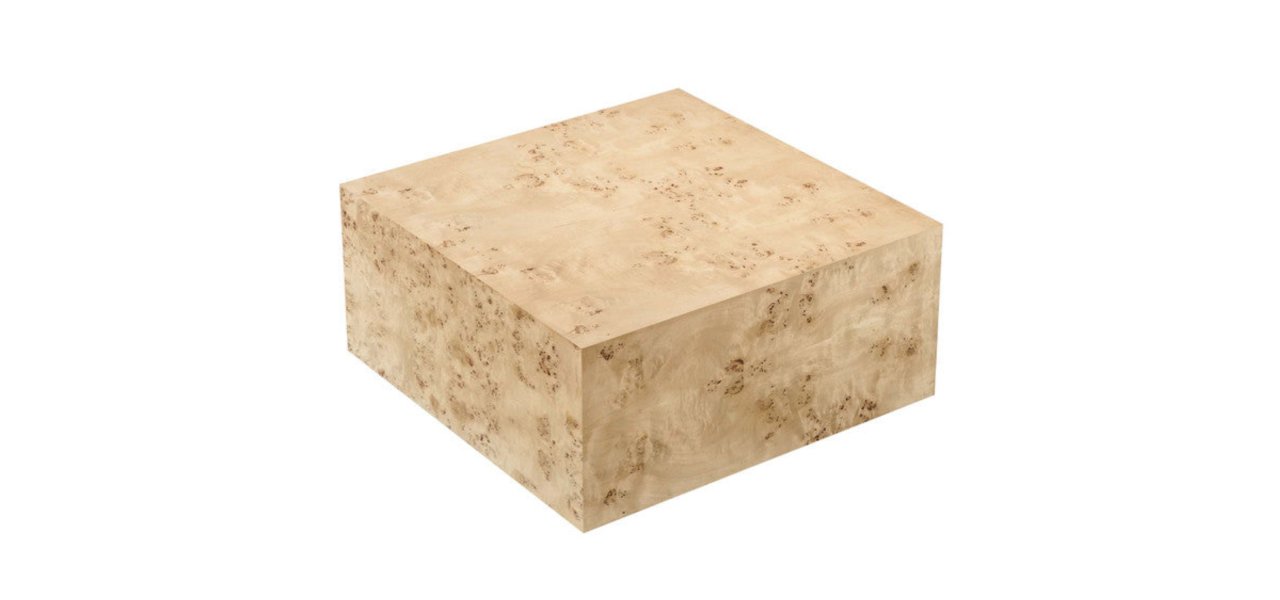 Cosmos 36' Square Burl Wood Coffee Table