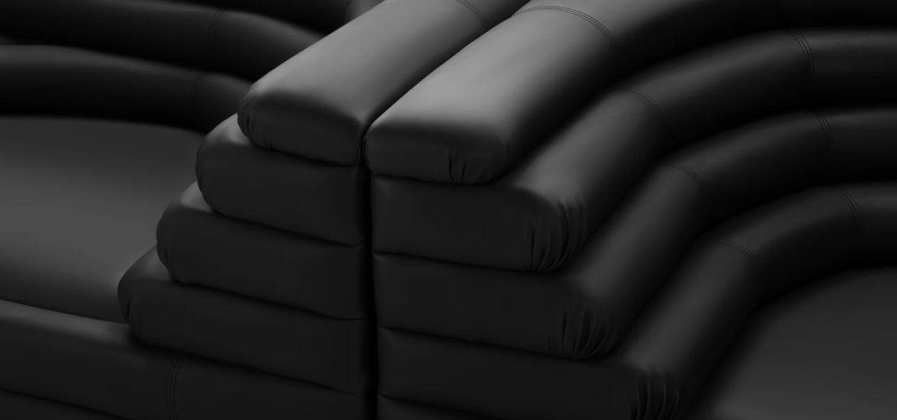 Terrazza Combination Sofa, Black Vegan Leather