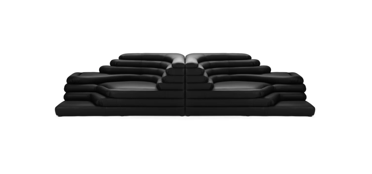 Terrazza Combination Sofa, Black Vegan Leather