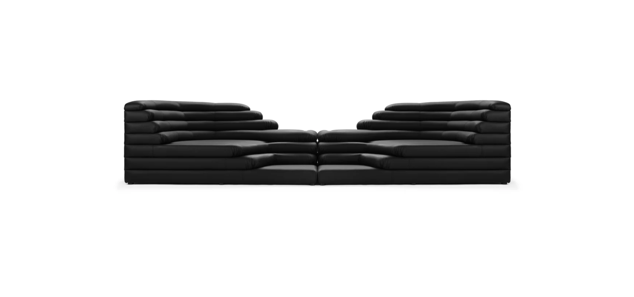 Terrazza Combination Sofa, Black Vegan Leather