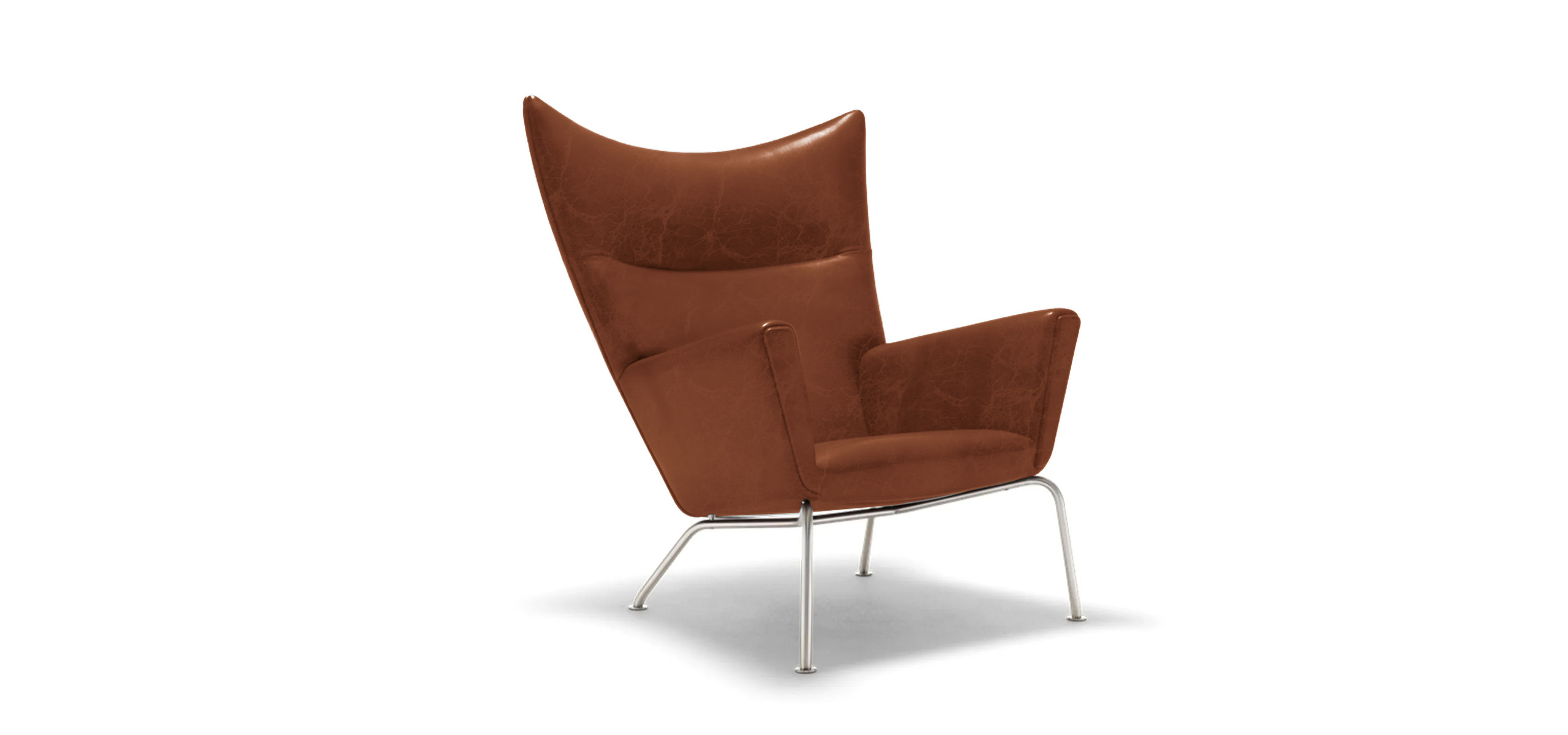 Wegner Wing Chair and Ottoman, Leather