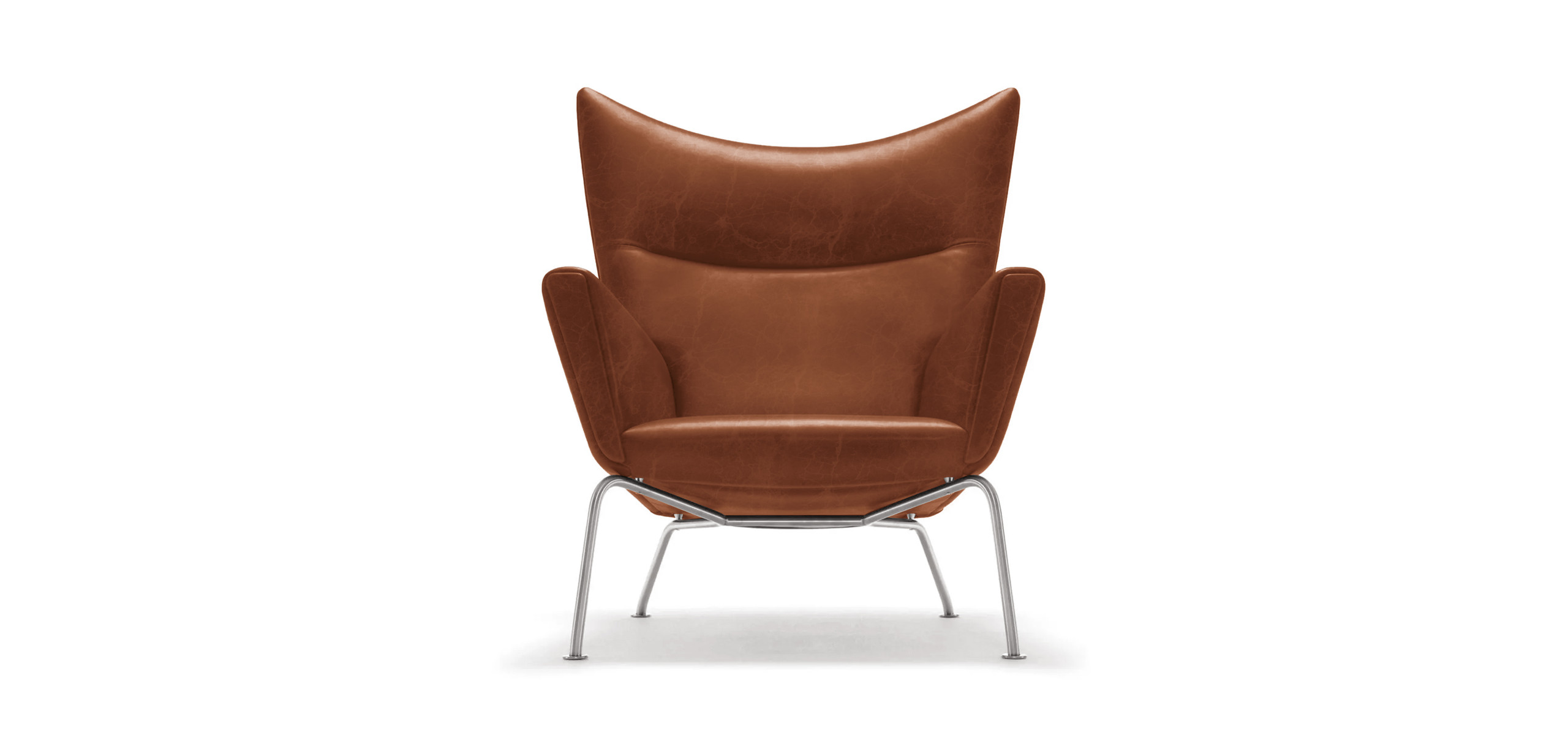 Wegner Wing Chair and Ottoman, Leather