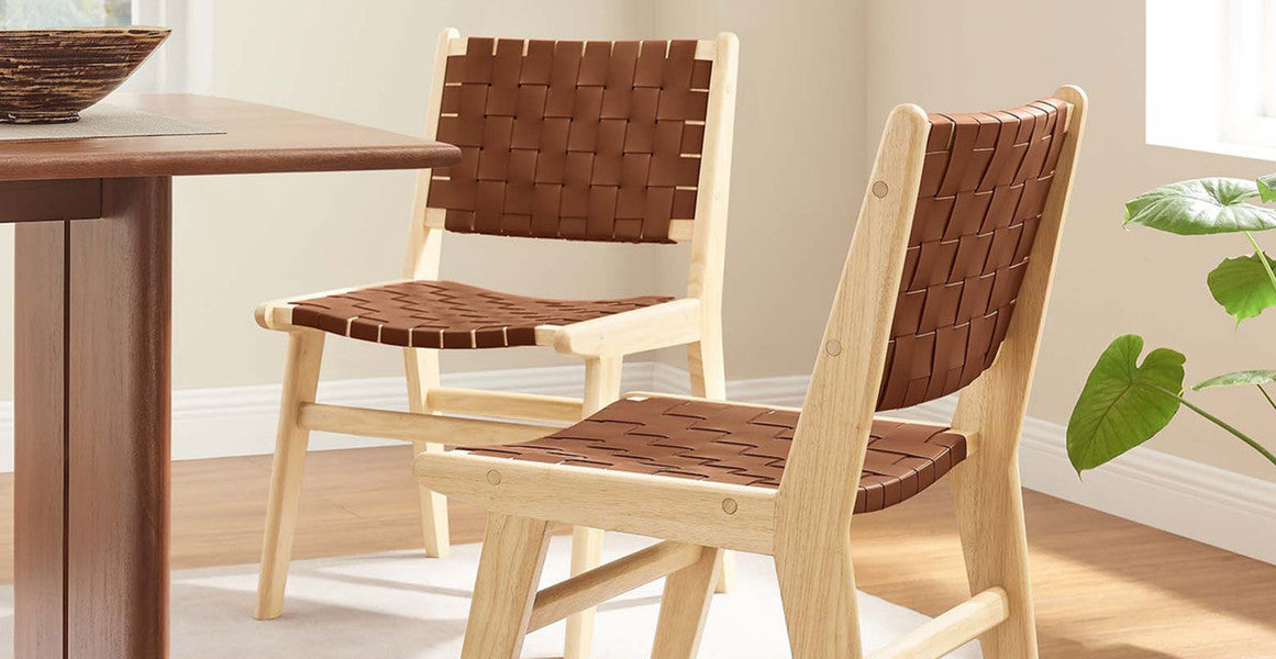 Saoirse Faux Leather Wood Dining Side Chair - Set of 2