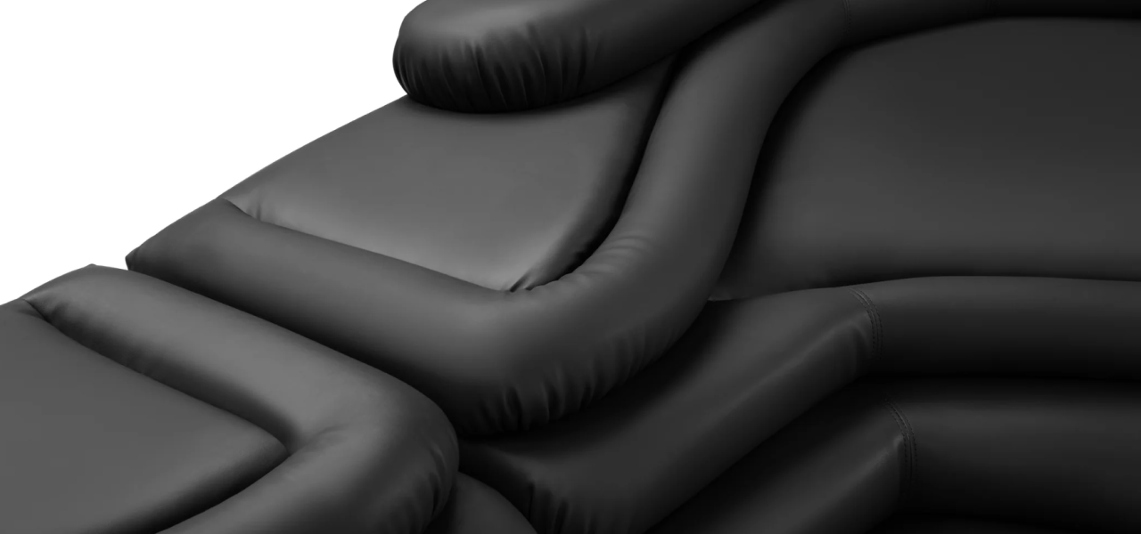 Terrazza Combination Sofa, Black Vegan Leather